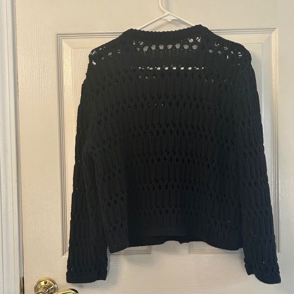 LOFT Open Knit Black Cardigan - Picture 2 of 6